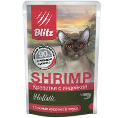 Blitz Holistic Shrimp & Turkey in Gravy Adult Cat All Breeds корм консервированный для кошек креветки с индейкой нежные кусочки в соусе