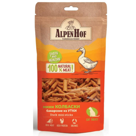AlpenHof лакомство мини колбаски баварские из утки для кошек