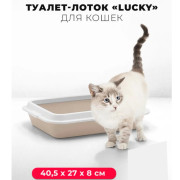 ЗооЭкспресс Туалет LUCKY для кошек с рамкой без сетки 40,5х27х8см