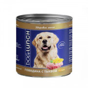 Dog Lunch консервы для собак Говядина с тыквой в соусе для собак 750гр