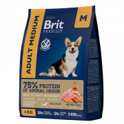 Brit Premium Dog Adult Medium с курицей для взрослых собак средних пород 15кг РФ