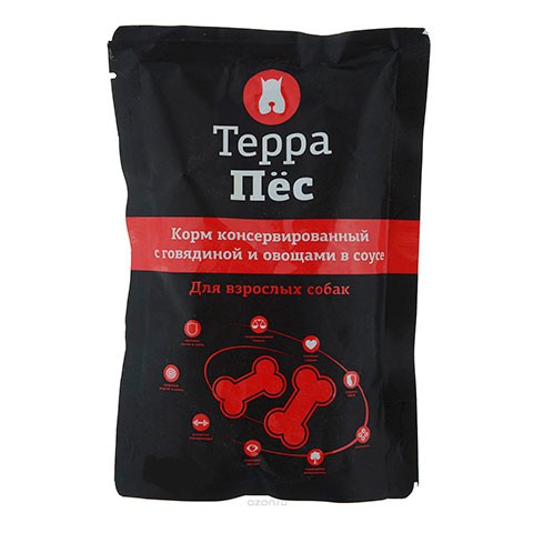 Терра Пес корм консервированный для взрослых собак Говядина/Овощи в соусе