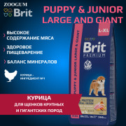 Brit Premium Dog Puppy and Junior Large and Giant корм сухой для щенков крупных и гигантских пород, курица