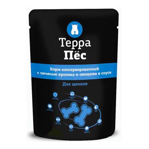Терра Пес корм консервированный для щенков Печень Кролика/Овоши в соусе