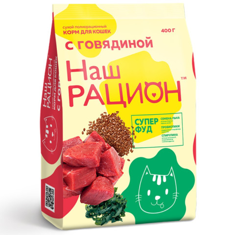 Наш Рацион корм сухой для кошек с Говядиной