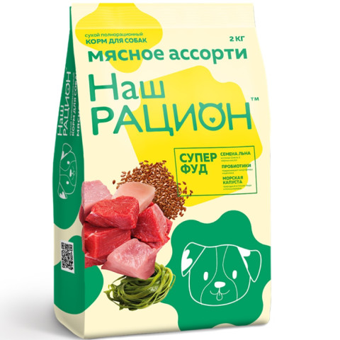 Наш Рацион корм сухой для собак Мясное ассорти