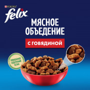 Сухой корм Felix Мясное объедение для взрослых кошек, с говядиной