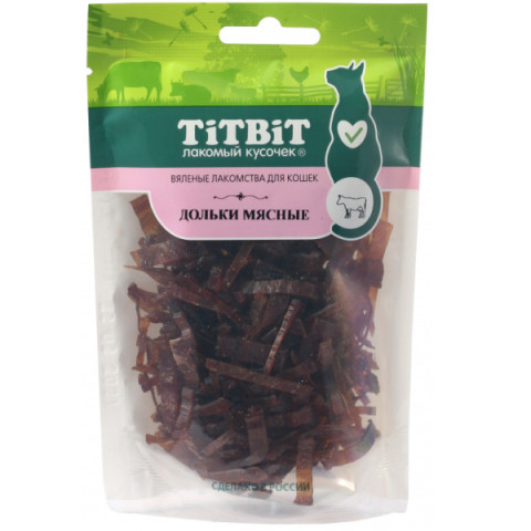 TiTBiT лакомство для кошек Дольки мясные, для поощрения