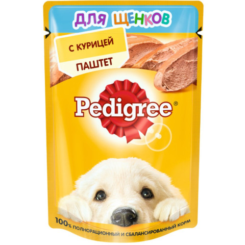 Pedigree пауч для щенков от 1 месяца паштет с курицей