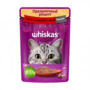 Whiskas корм консервированный для кошек праздничный рецепт суфле паштет с говядиной и индейкой паштет