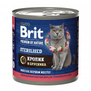 Brit Premium by Nature Sterilised корм консервированный для стерилизованных кошек, с мясом кролика и брусникой