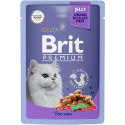 Brit Premium корм консервированный для кошек, треска в желе