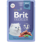 Brit Premium Kitten корм консервированный для котят, телятина морковь в желе