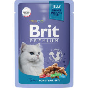 Brit Premium Sterilised корм консервированный для стерилизованных кошек, перепелка в желе