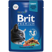 Brit Premium корм консервированный для кошек, цыпленок и перепелка в соусе