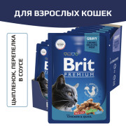 Brit Premium корм консервированный для кошек, цыпленок и перепелка в соусе