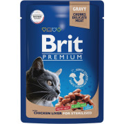 Brit Premium Sterilised корм консервированный для стерилизованных кошек, куриная печень в соусе