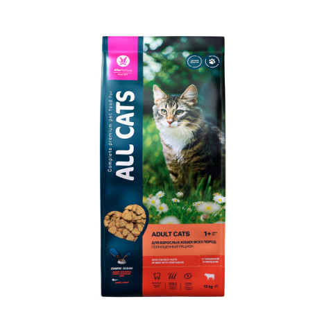 ALL CATS корм сухой для кошек с говядиной и овощами