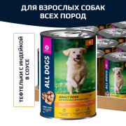 ALL DOGS Корм консервированный для собак Тефтельки с индейкой в соусе, банка