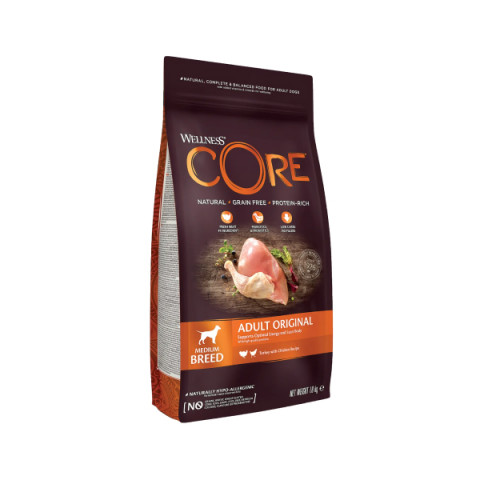 CORE корм сухой для взрослых собак средних пород из индейки с курицей