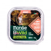 Monge Cat BWild GRAIN FREE корм консервированный беззерновой для взрослых кошек из лосося с овощами