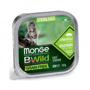 Monge Cat BWild GRAIN FREE корм консервированный беззерновой для стерилизованных кошек из кабана с овощами