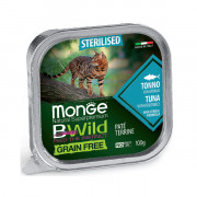 Monge Cat BWild GRAIN FREE корм консервированный беззерновой для стерилизованных кошек из тунца с овощами