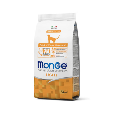Monge Cat Speciality Light корм сухой низкокалорийный для кошек с индейкой