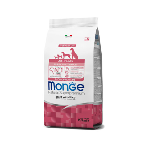 Monge Dog Monoprotein Puppy&Junior корм сухой для щенков всех пород говядина с рисом