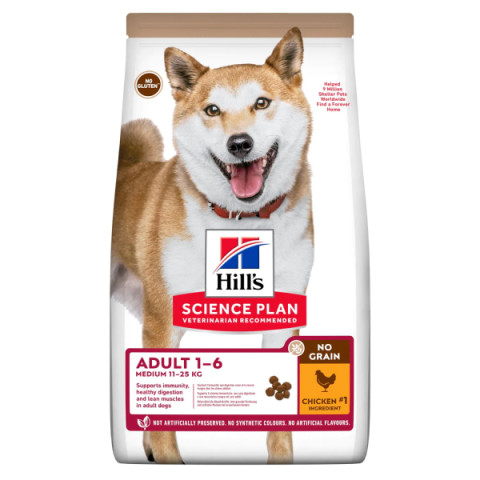 Hill's Science Plan No Grain Medium Breed корм сухой беззерновой для собак средних пород, курица