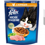 Сухой корм Felix Мясное объедение для взрослых кошек, с курицей