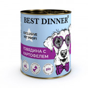 Best Dinner Exclusive Vet Profi Urinary корм консервированный для собак и щенков с 6 месяцев профилактика мочекаменной болезни, говядина с картофелем