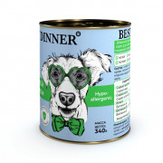 Best Dinner Exclusive Vet Profi Hypoallergenic корм консервированный для собак и щенков с 6 месяцев профилактика пищевой аллергии, индейка с кроликом