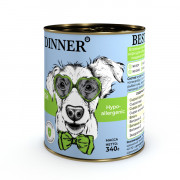 Best Dinner Exclusive Vet Profi Hypoallergenic корм консервированный для собак и щенков с 6 месяцев профилактика пищевой аллергии, индейка с уткой