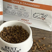 Best Dinner Adult Cat Duck & Cranberry корм сухой для взрослых кошек для ухода за кожей и шерстью, профилактика МКБ, с уткой и клюквой