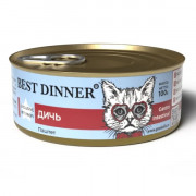 Best Dinner Exclusive Vet Profi Gastro Intestinal корм консервированный для кошек и котят с чувствительным пищеварением, паштет дичь