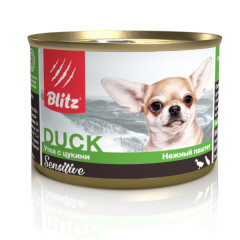 Blitz Sensitive Small Breed Duck with Zucchini корм консервированный для собак мелких пород всех возрастов с уткой и цукини