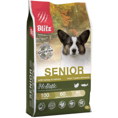 Blitz Holistic Senior Dog Turkey & Salmon (Grain Free) корм сухой беззерновой для собак старше 7 лет с индейкой и лососем