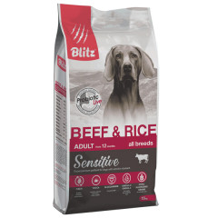 Blitz Sensitive Beef & Rice Adult Dog All Breeds корм сухой для взрослых собак всех пород с говядиной и рисом