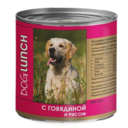DogLunch консервы для собак говядина с рисом в желе