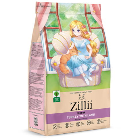 ZILLII Indoor Adult Cat сухой корм для взрослых кошек живущих в помещении индейка с ягнёнком