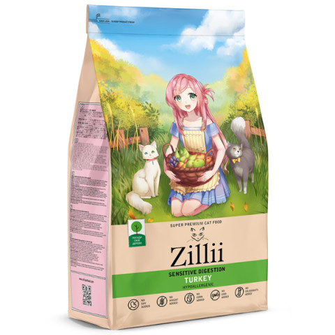 ZILLII Sensitive Digestion Cat сухой корм для взрослых кошек с чувствительным пищеварением индейка