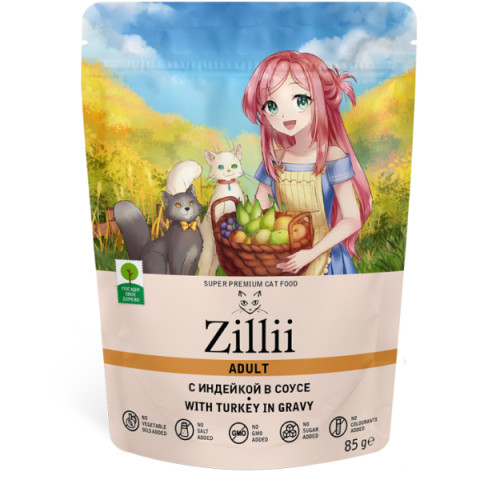 ZILLII Adult Cat Turkey корм консервированный для кошек индейка в соусе