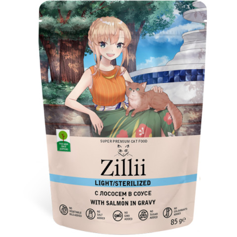 ZILLII Sterilized Light Cat Salmon корм консервированный для стерилизованных кошек лосось в соусе