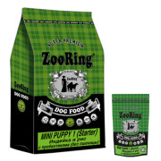 ZooRing Mini Puppy 1 Starter корм сухой с пробиотиками для щенков миниатюрных и средних пород в возрасте с 3-х недель до 3-4 месяцев, а также для беременных и кормящих сук, индейка
