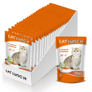 Cat Lunch корм консервированный для кошек кусочки в желе с Говядиной и Морковью