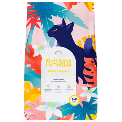 Florida корм сухой для кошек курица, яблоко