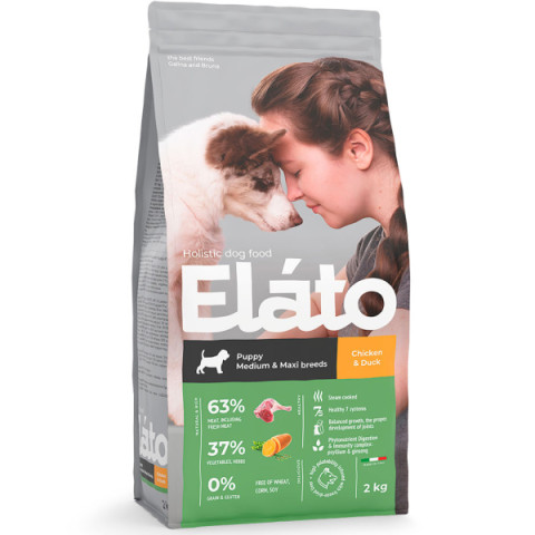 ELATO Holistic Puppy Medium & Maxi Chicken & Duck корм сухой для щенков средних и крупных пород курица и утка