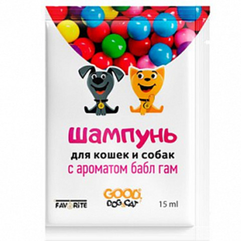 GOOD Dog&Cat Шампунь-саше для кошек и собак с ароматом BUBBLE GUM
