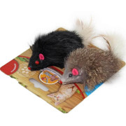 DOGMAN игрушка для кошек мышка меховая гремящая с пером